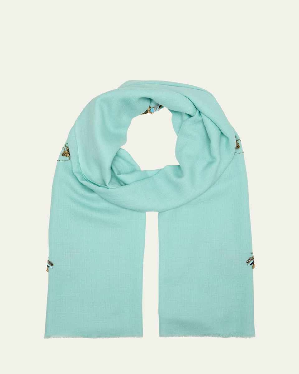 Butterfly and Bugs Merino Wool Scarf